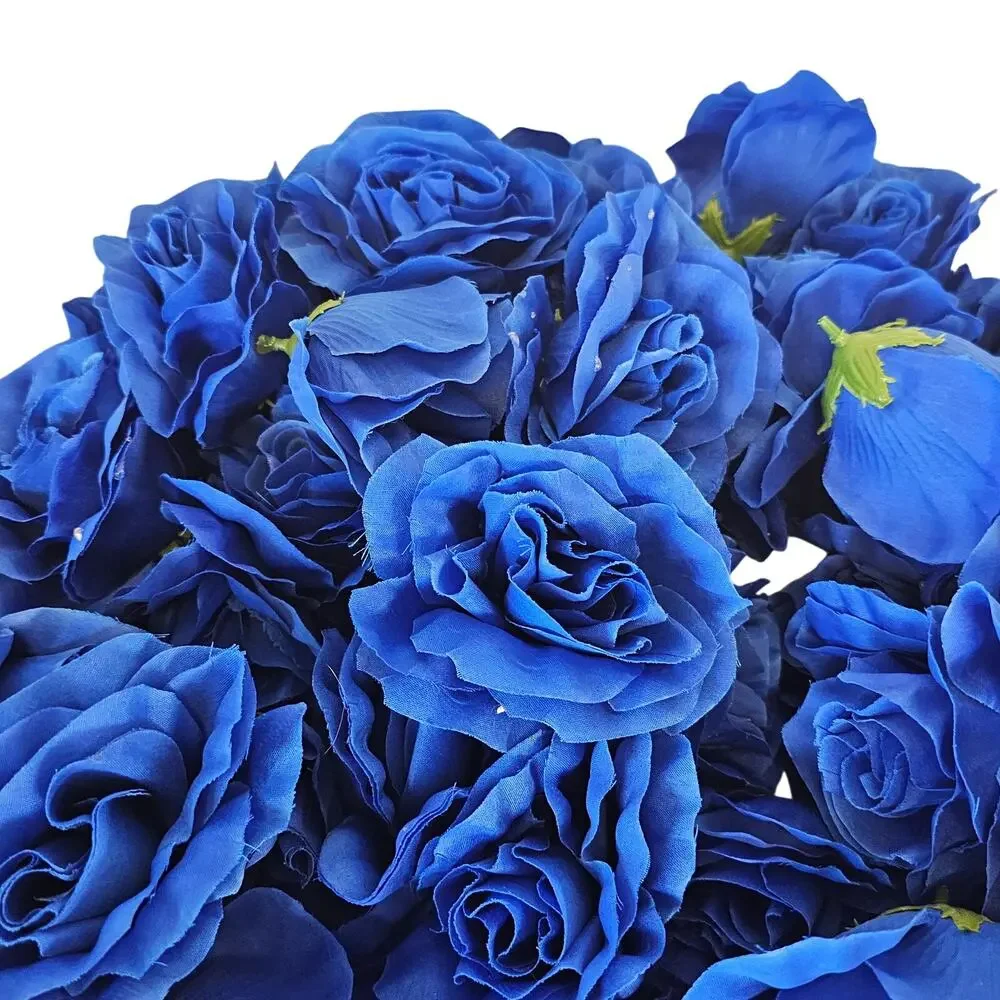38 Royal Cobalt Blue Artificial Silk Rose Flower Heads 4in Wedding Craft Wreath
